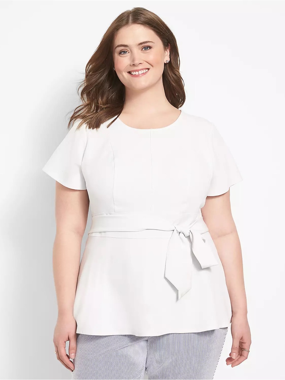 Like New! Lane Bryant Short-Sleeve Crewneck Lena Top, Size 20, Ivory